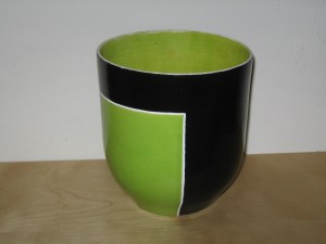 Green and Black Ikebana vase